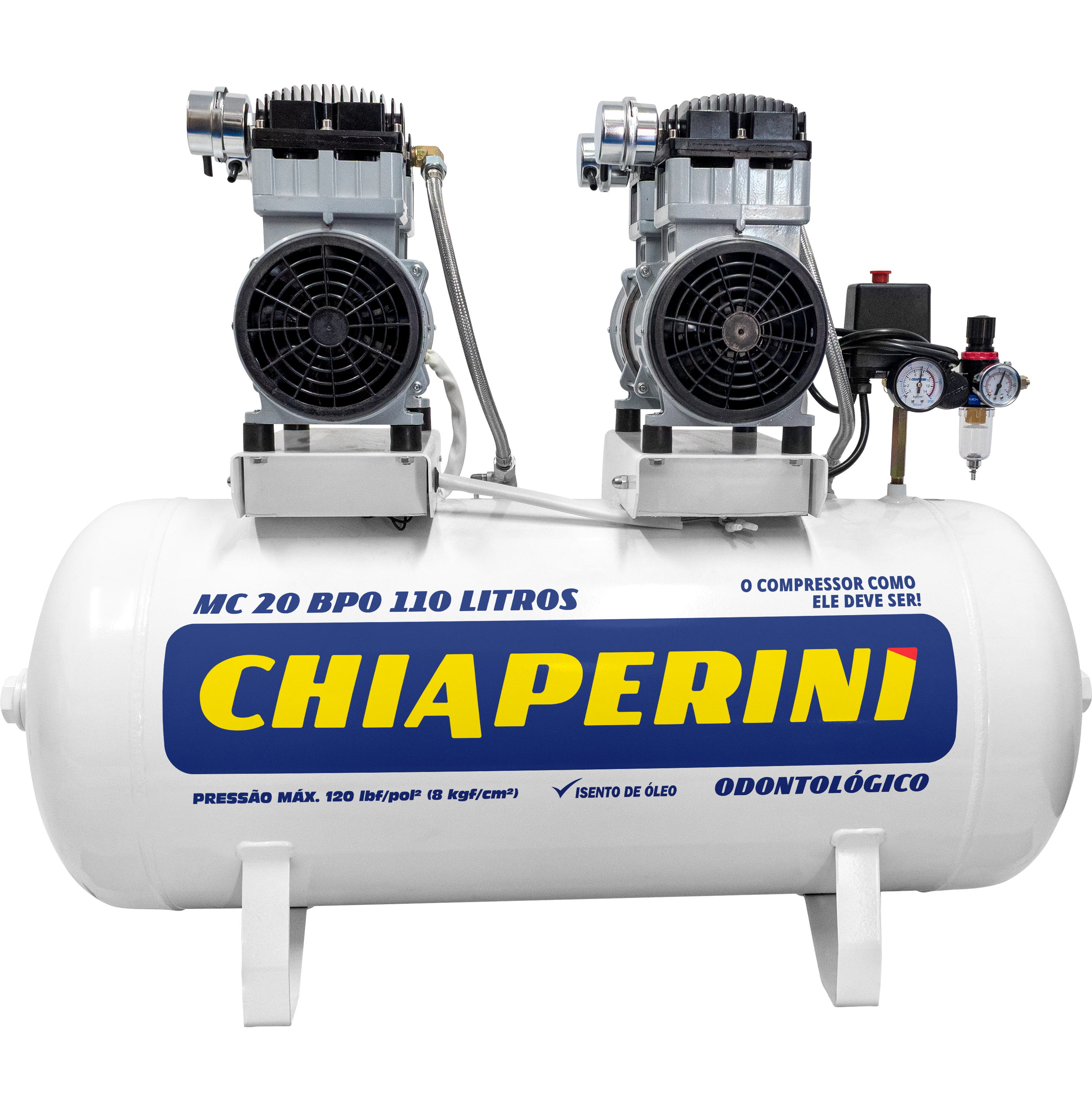 Motocompressor odontológico 20 pcm 110 litros sem óleo