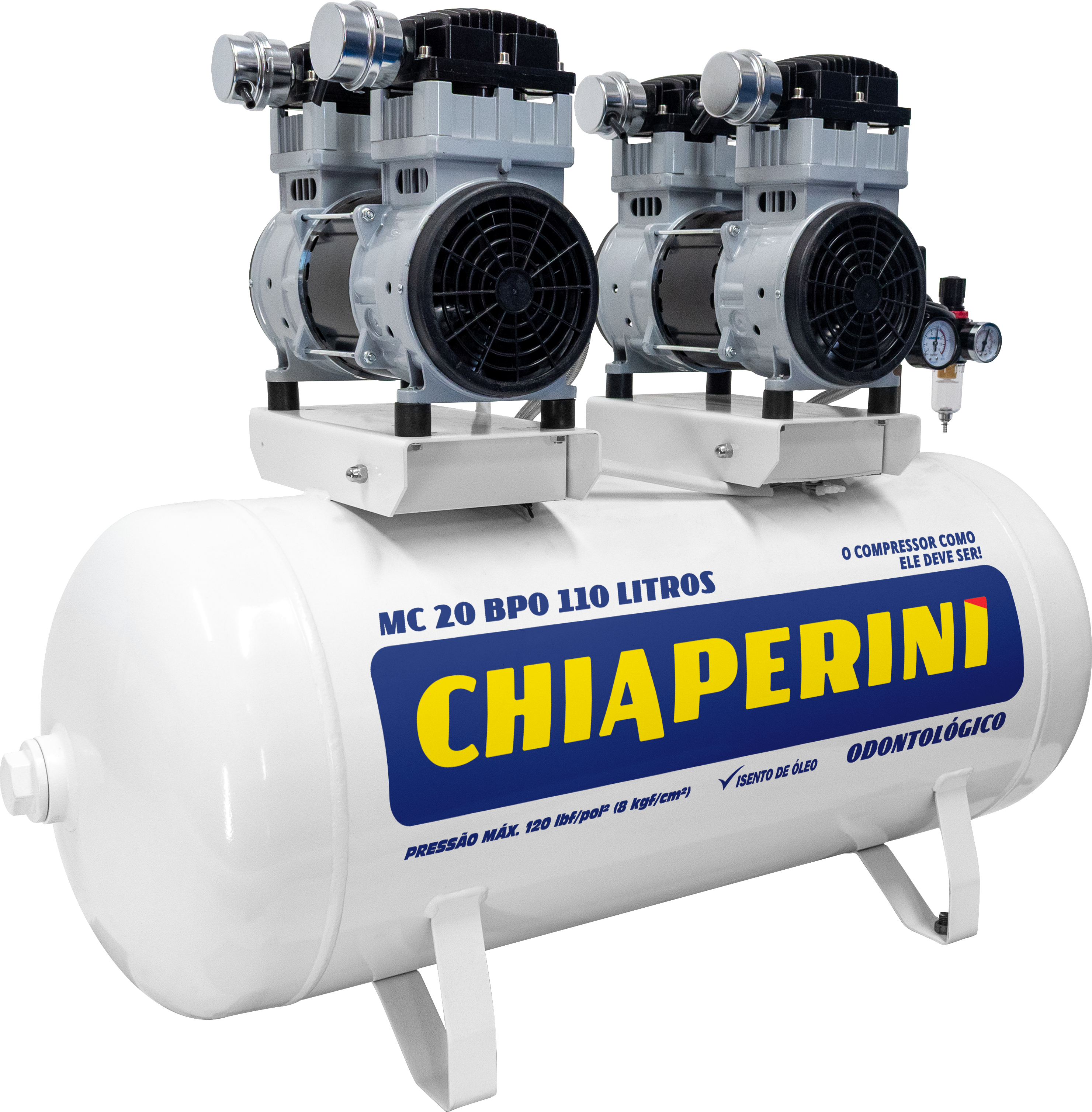 Motocompressor odontológico 20 pcm 110 litros sem óleo