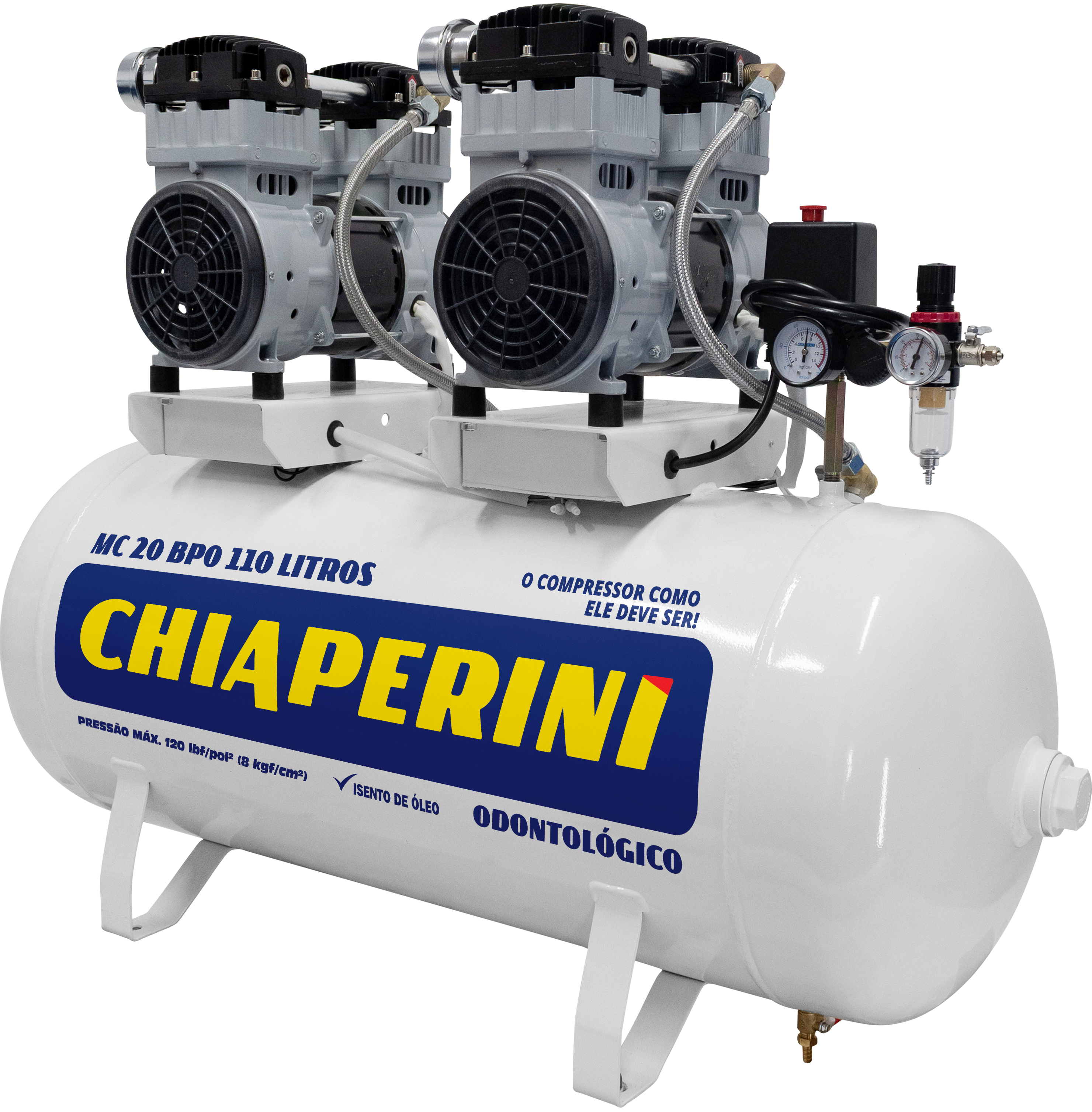 Motocompressor odontológico 20 pcm 110 litros sem óleo